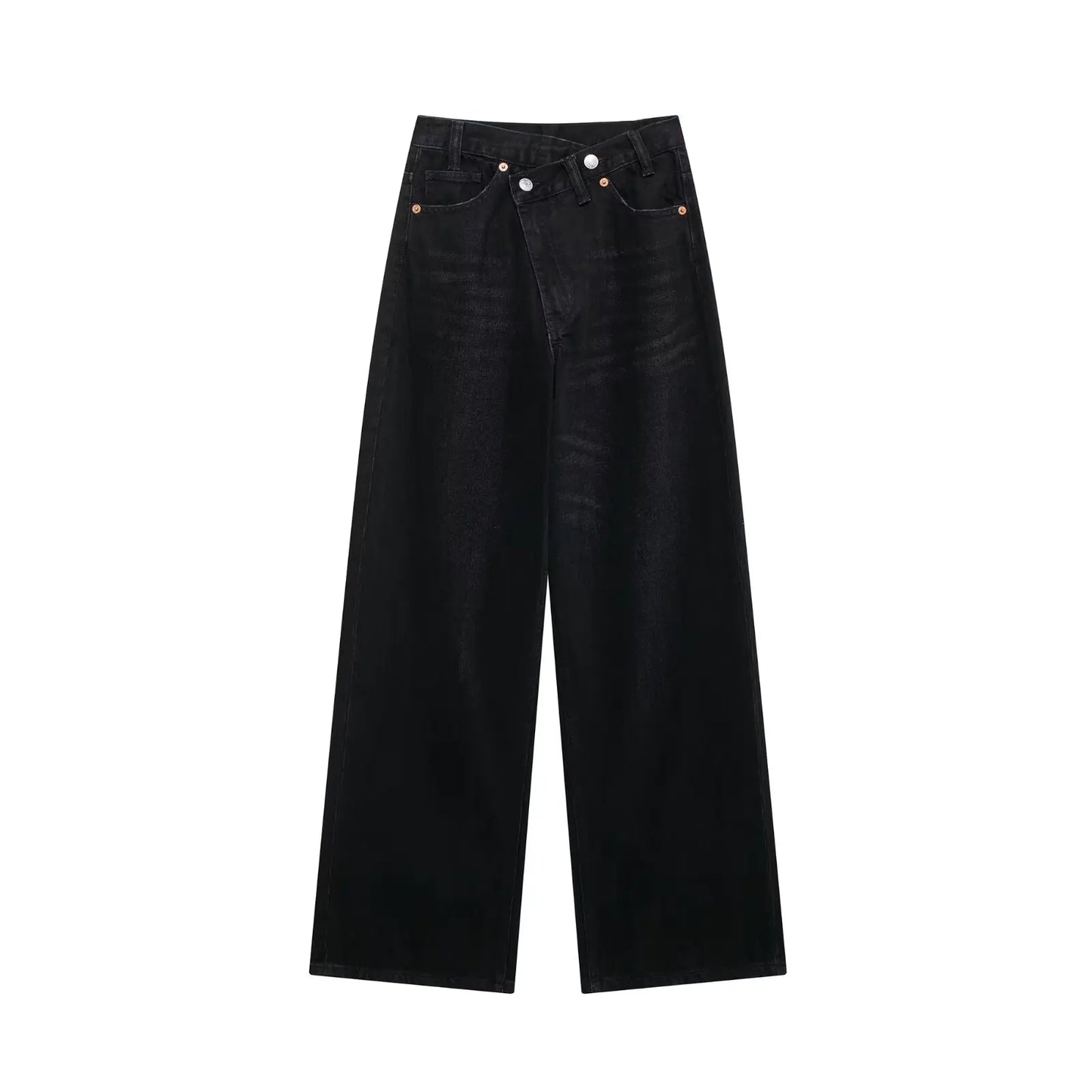 Women's High Waist Cross Waist Wide Leg Jeans