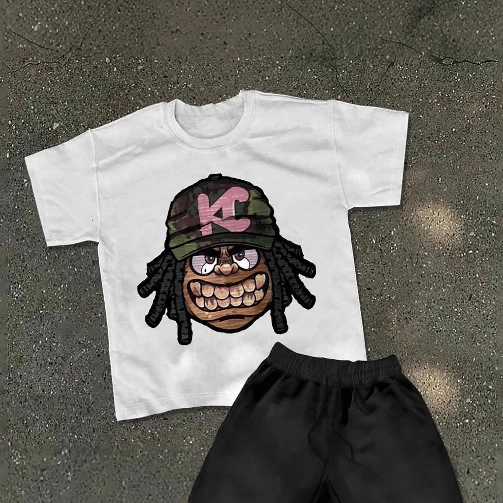 Retro Street Cartoon Print Men’s T-shirt