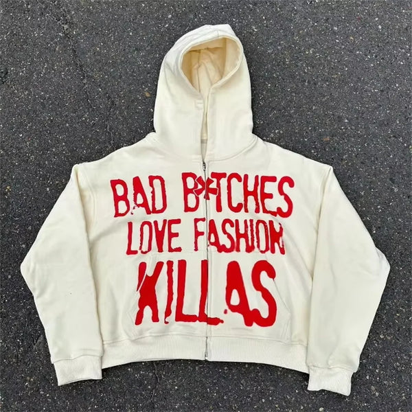 American Street Hip Hop Letter Printed Loose Hoodie for Women