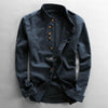 Mens Linen Mandarin Collar Shirt Chinese Style Long Sleeve Tunic