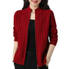 Womens Zip Up Cardigan Mock Neck Chunky Knit Sweater Coat