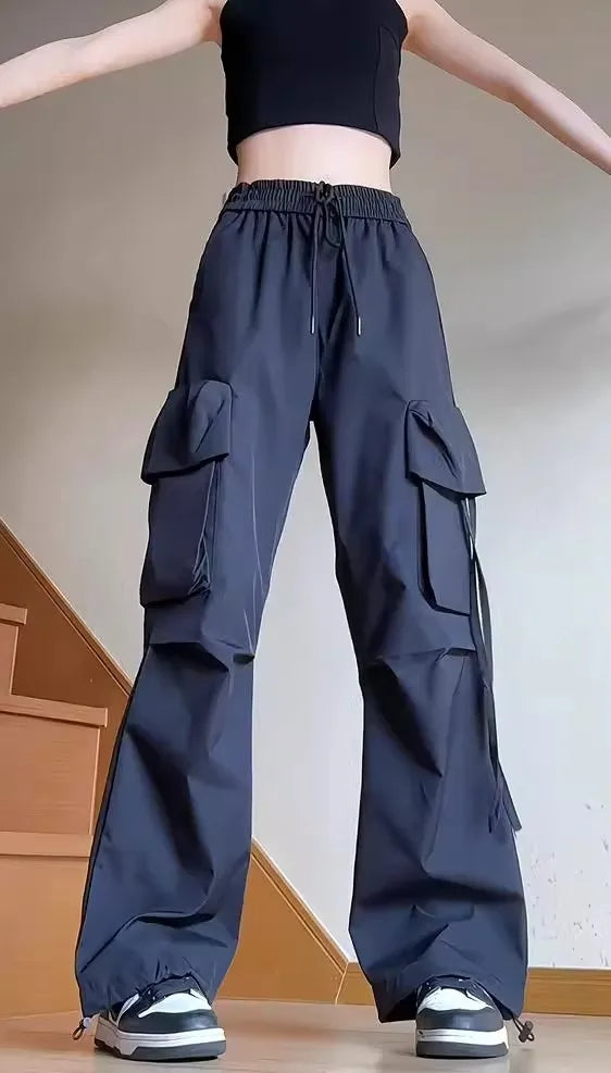 Women's Quick-Dry Striped Work Pants Loose Narrow-Leg