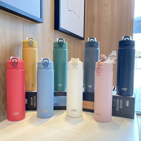 Insulated Water Bottle with Straw 600ml 750ml Stainless Steel
