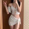 Three Piece Bikini Set Women Strapless Korean Style Swimsuit