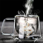 200ml Double Wall Glass Coffee Mug with Handle Transparent Heat-resistant Espresso Cup Breakfast