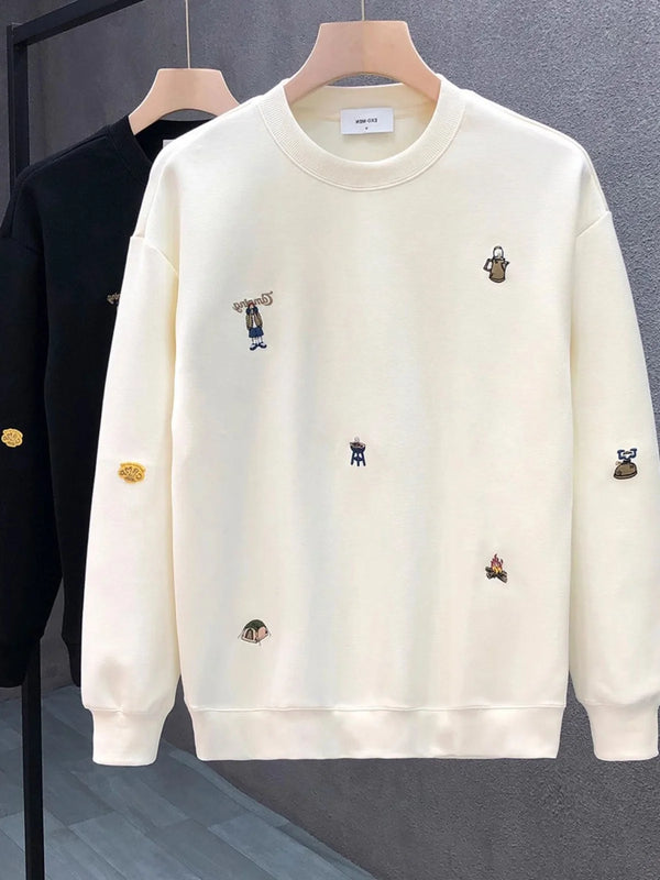 Sweater Men's Crew Neck Pattern Printed Casual Loose Long-sleeved