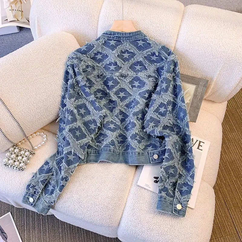 2025 Women's Embroidered Denim Jacket Loose Fit