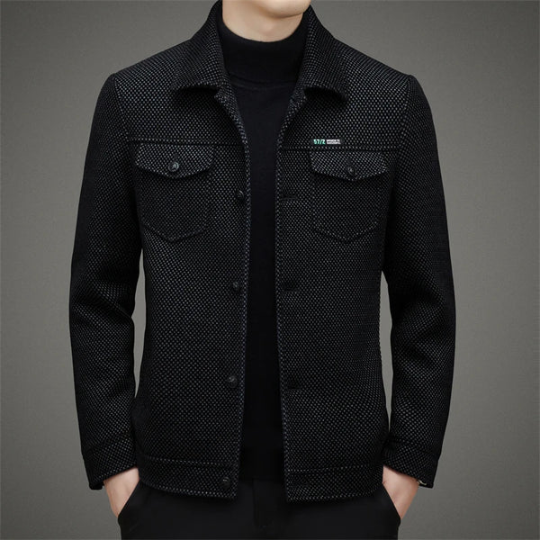 Men’s Thick Casual Jacket 2025 – High Quality Lapel Coat for Spring Autumn | Middle-Aged Dad Wear