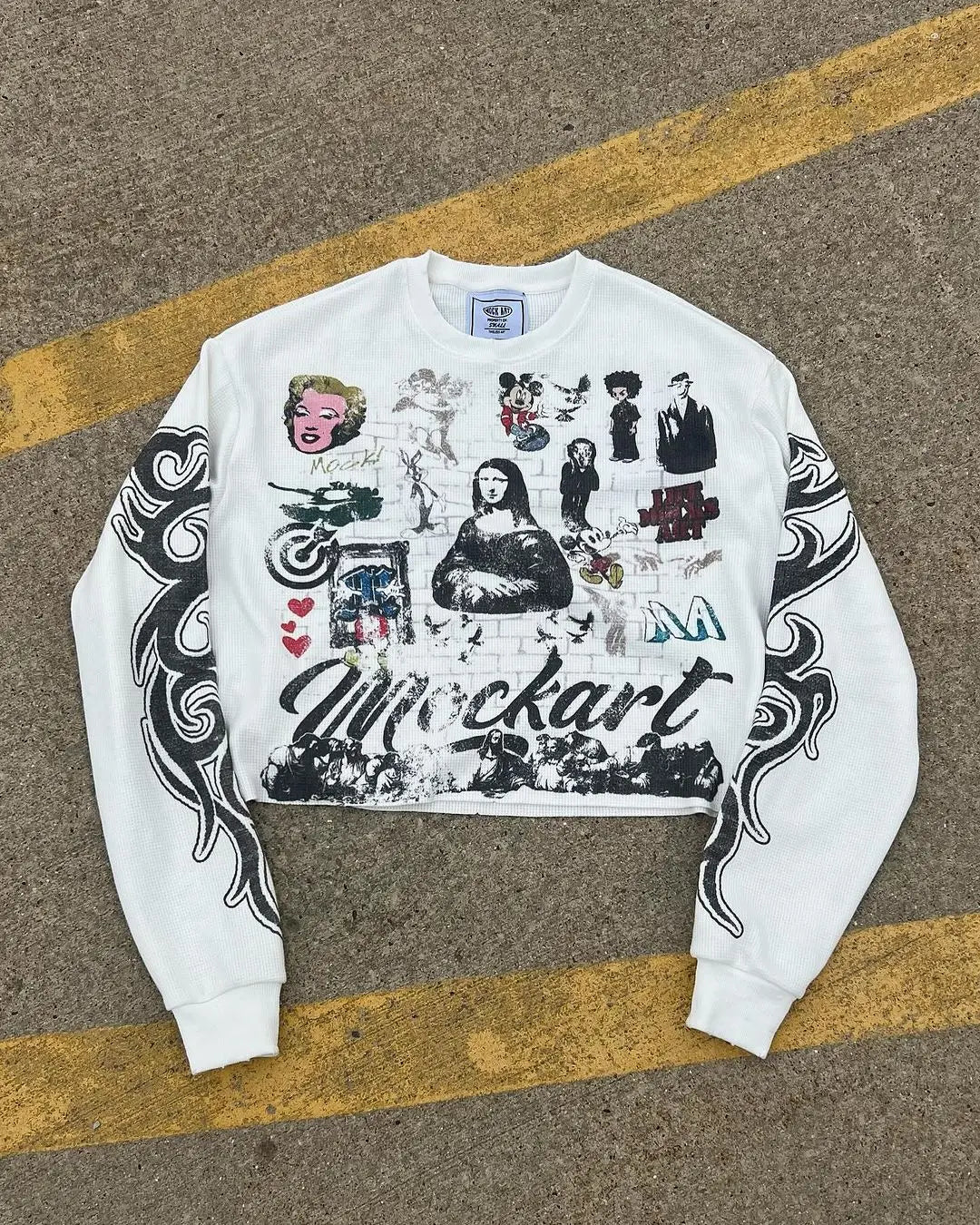 Retro Gothic Punk Oversized T-Shirt Men Streetwear Long Sleeve