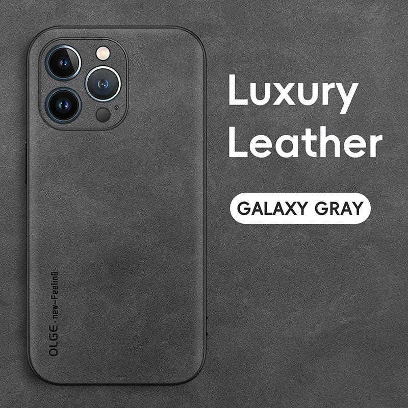 Luxury Leather iPhone Case Silicone Soft Shockproof Protection Cover