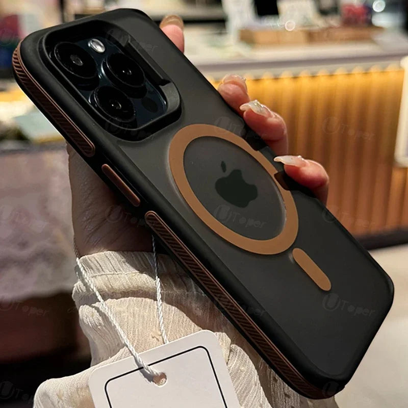 Bicolor Matte Frosted Magnetic Phone Case For iPhone