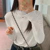 Fleece Lined Mock Neck Top Women Lace Trim Thermal Base Layer Winter