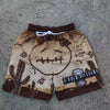 Graffiti Wasteland Mesh Shorts Men American Style Quick Dry Loose Fit