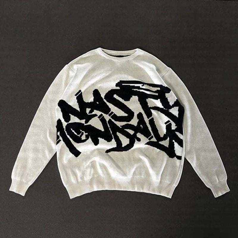 Harajuku Vintage Knit Sweater Women Loose Winter Pullover Top