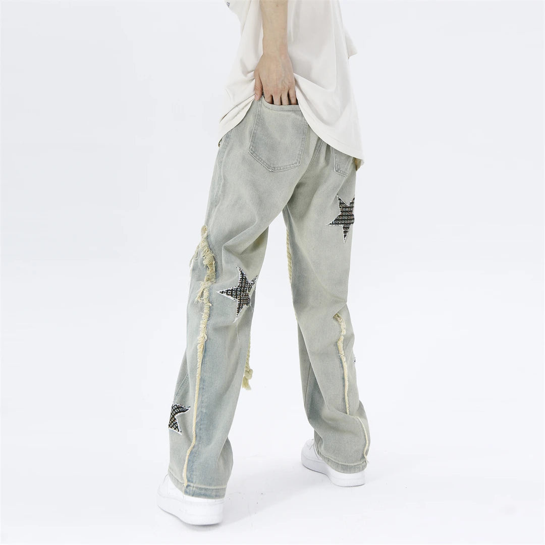 Männer Baggy Washed Hosen Streetwear Hip Hop Lose Breite Bein