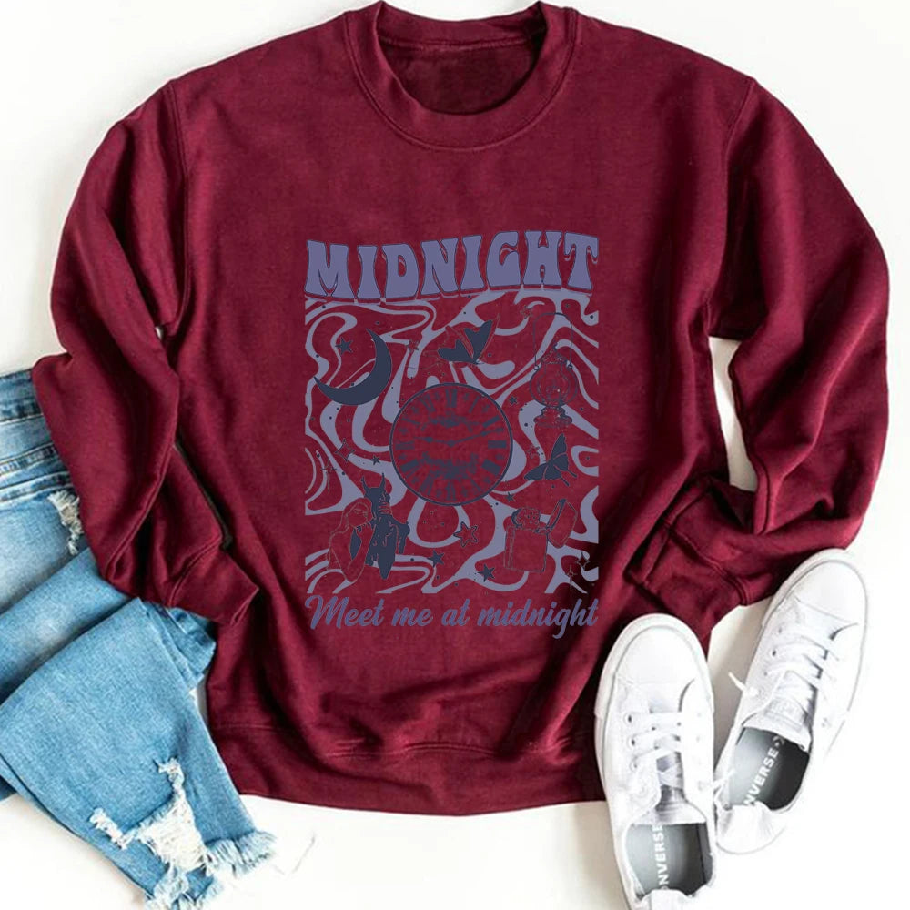 Sleepless Nights Crewneck Taylor Midnights ‘Meet Me at Midnight’ Hoodie for Fans