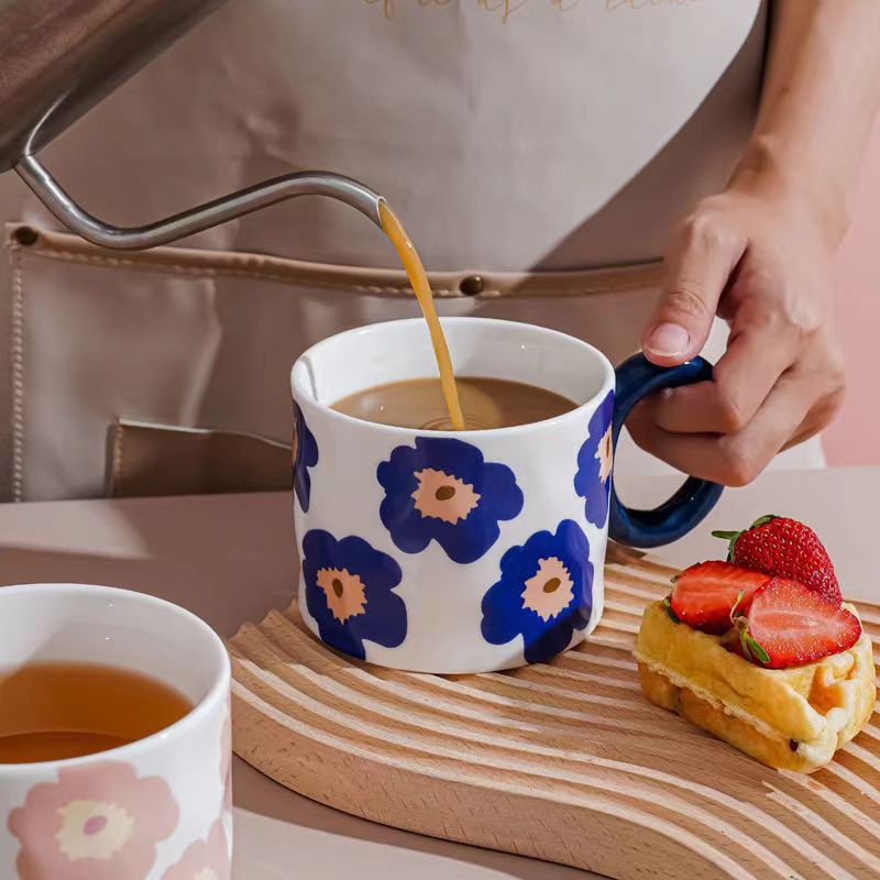 Ceramic single cup with handle modern simple