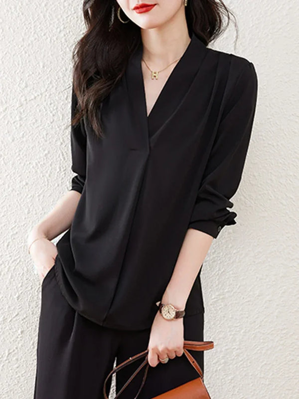 Chic Office Blouse Women Spring Layering Shirt Elegant Top