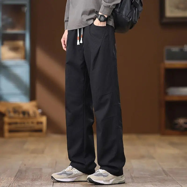 Mens Loose Twill Paratrooper Cargo Pants Big Size Outdoor Straight Leg