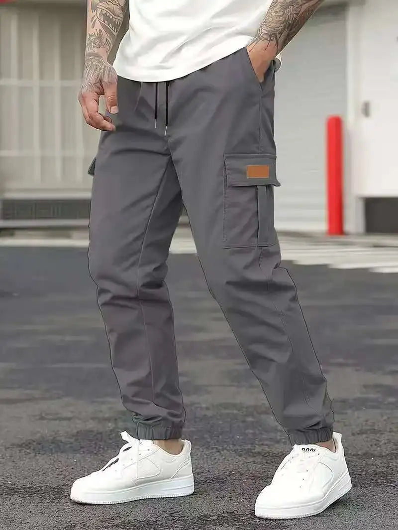 Men's Cargo Jogger Pants Relaxed Fit Drawstring Outdoor Sweatpants