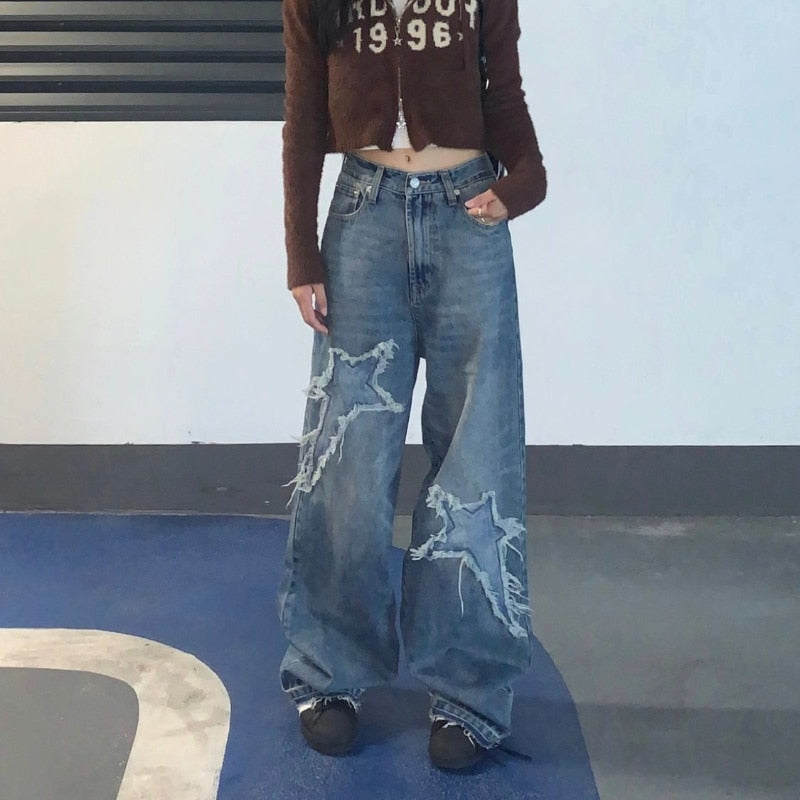 Star Baggy Jeans Vintage Washed High Street Style