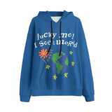 Hip Hop Letter Print Lucky Me I See The World Hoodie