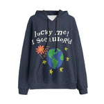 Hip Hop Letter Print Lucky Me I See The World Hoodie