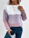 Patchwork Sweater Women Daily Casual Loose Jumpers