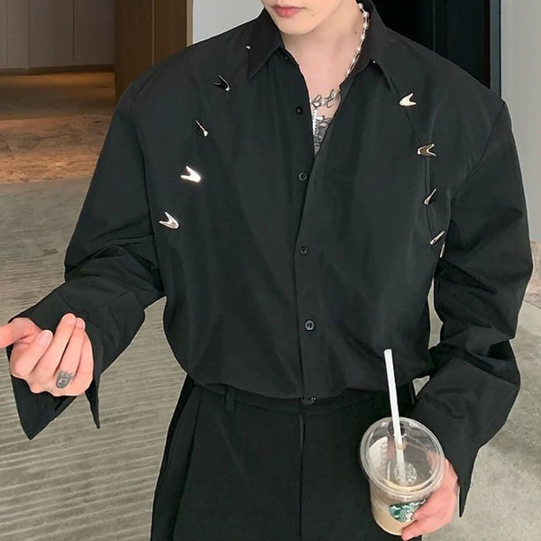 Y2K Metal Buckle Shirt Unisex Long Sleeve Genderless Top