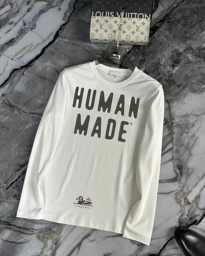 Men's High Quality Rapper Full Sleeve HUMAN MADE Printed Long Sleeve Shirt