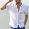 Men’s White Short Sleeve Shirt – Casual Slim Fit Button Down Beachwear Top