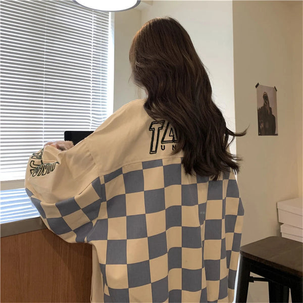 Womens Harajuku Patchwork Jacket Oversized Hoodie Anime Streetwear
