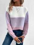 Patchwork Sweater Women Daily Casual Loose Jumpers