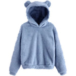 Autumn Winter Women Long Sleeve Rabbit Ear Hood Sweatshirt Cute Plush