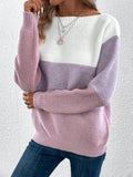 Patchwork Sweater Women Daily Casual Loose Jumpers