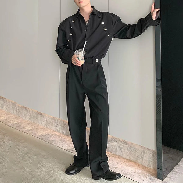 Y2K Metal Buckle Shirt Unisex Long Sleeve Genderless Top