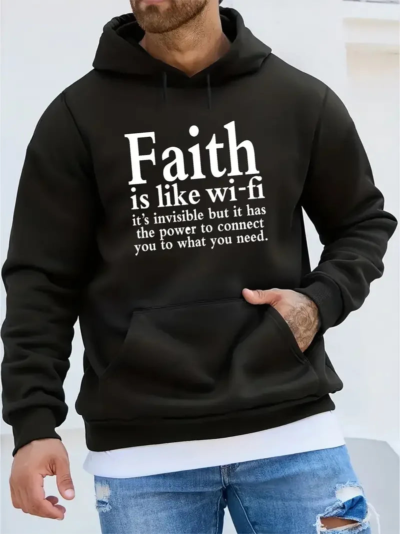 FAITH Printed Men's Casual Loose Hoodie