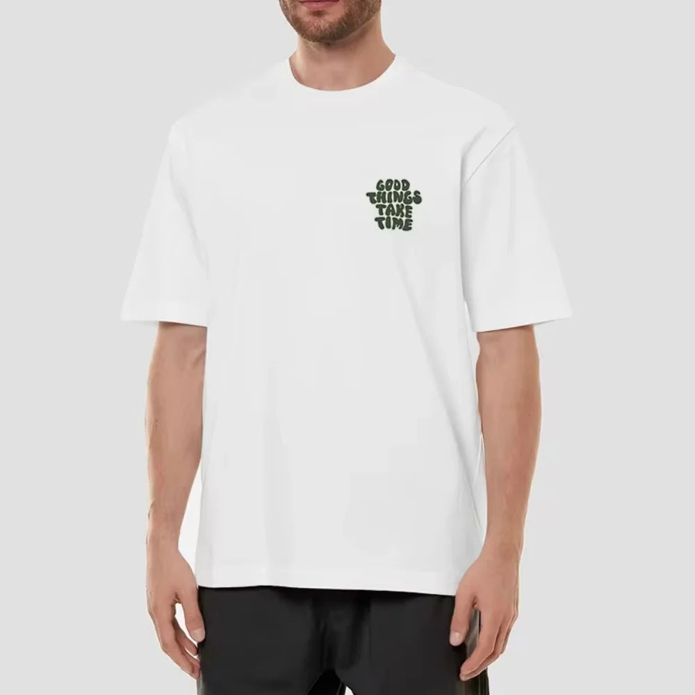 Good Things Take Time' Letter Print Short-Sleeved Top T-Shirt