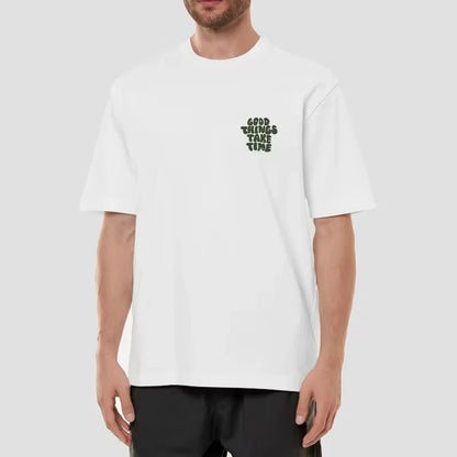 Good Things Take Time' Letter Print Short-Sleeved Top T-Shirt