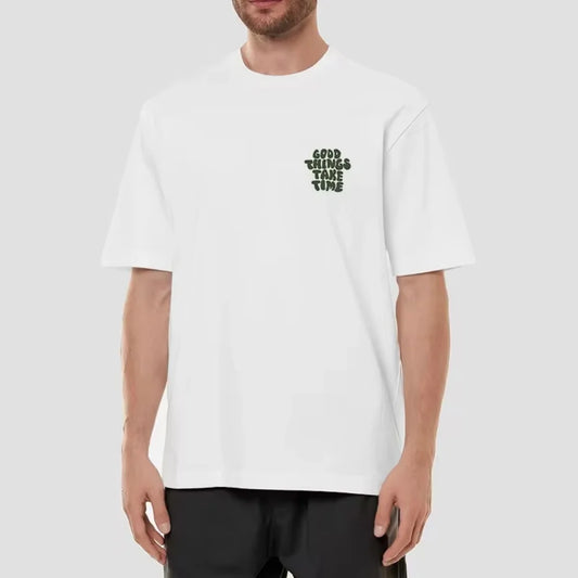 Good Things Take Time' Letter Print Short-Sleeved Top T-Shirt