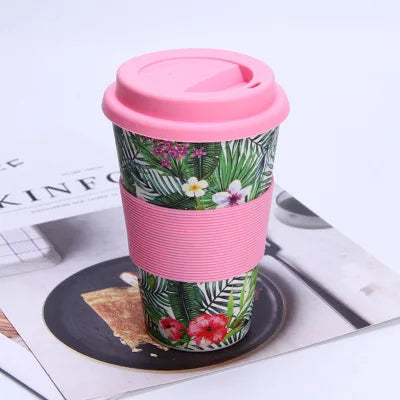 Bamboo Fibre Takeaway Coffee Cup,deal Mug For Travel & Outdoors 400ml