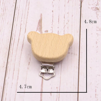 Wooden Baby Teething Clip Heart Animal Shape Holder