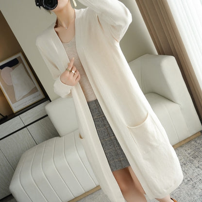 cardigans for Autumn and Winter Casual Long Knitted Cardigan women sweater coat V-Neck Cardigans - xinnzy