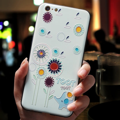 Relief Flower Emboss Silicone Case For iPhone Back Cover