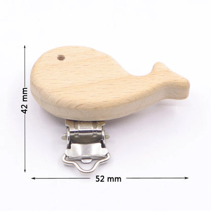 Wooden Baby Teething Clip Heart Animal Shape Holder