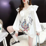 Sweatshirt Women Pullovers Ruffled Loose Backless V-neck Ins Fashion Top