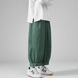 Men Pants Oversize Cotton Trousers Solid Color Fashion Men Jogging Pants Korean Vintage - xinnzy