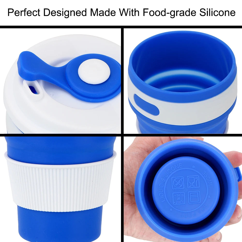 Folding Water Cups Collapsible Silicone Travel Cup Coffee Mugs Tea Coffee Cups Food