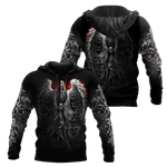 Reaper-Schädel mit Engelsflügeln, 3D-Allover-bedrucktes Sweatshirt für Herren, Herbst-Kapuzenpullover mit Reißverschluss