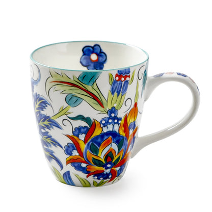 Mug Hand-painted Ceramic Cups  Large Capacity Flower Pattern